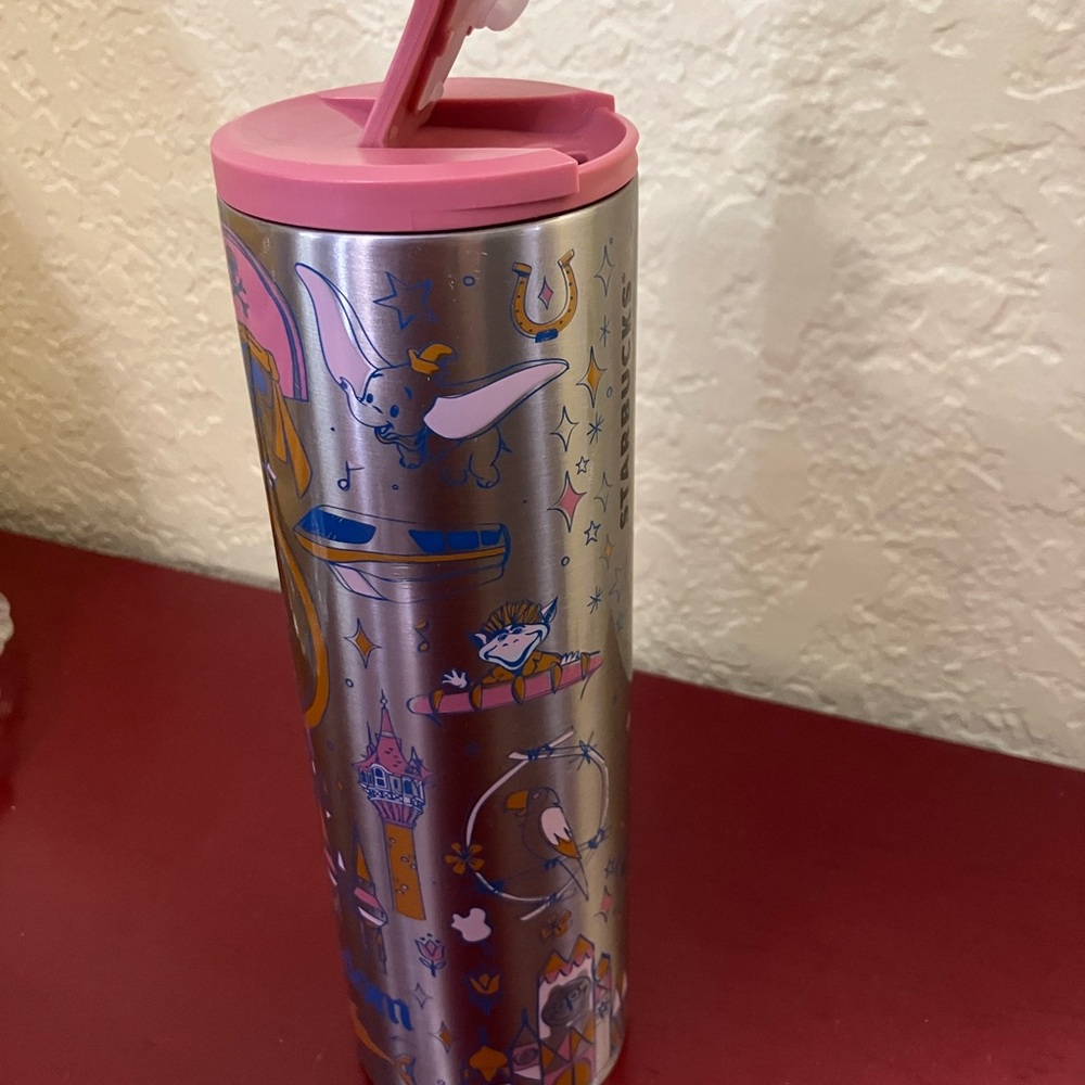 Starbucks for Disney Magic Kingdom 50th Anniversary Silver and Pink Cup